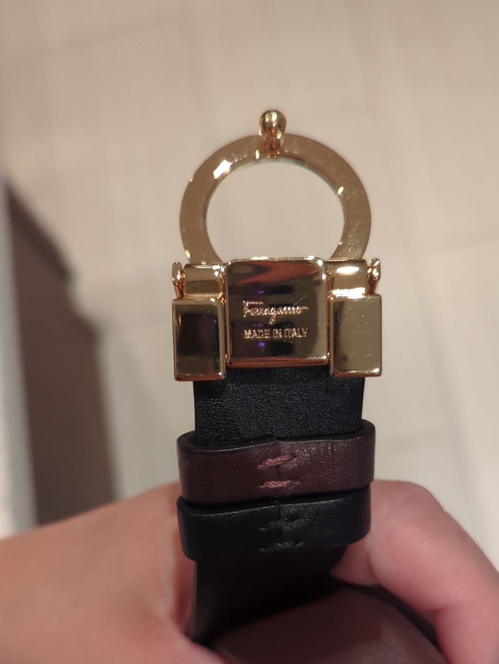 Salvatore Ferragamo Black Leather Belt with Gold Gancini Buckle - Picture 7 of 9